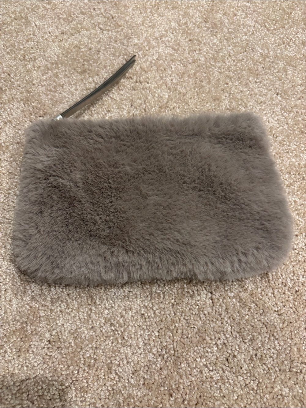 Faux Fur Wristlet Clutch in Taupe